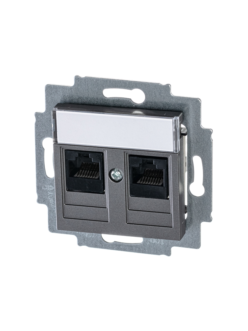 

Розетка RJ-45+RJ-45 скрытый монтаж категория 5e, механизм без рамки, сталь, ABB (2CHH295118A6069), 0