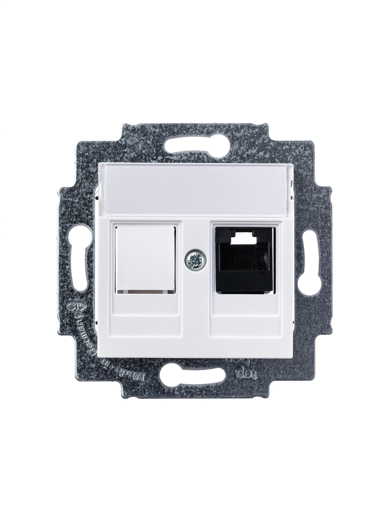

Розетка RJ-45 скрытый монтаж категория 5e, механизм без рамки, белый, ABB (2CHH295117A6003)