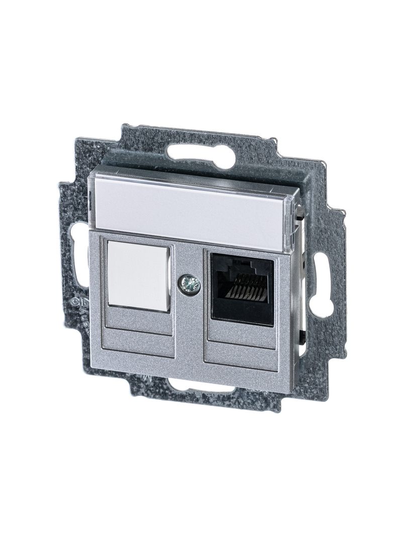 

Розетка RJ-45 скрытый монтаж категория 5e, механизм без рамки, серебро, ABB (2CHH295117A6070), 0