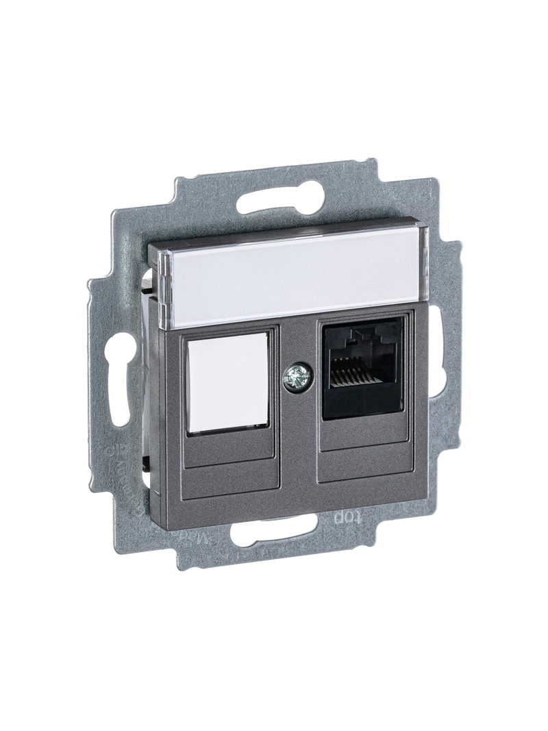 

Розетка RJ-45 скрытый монтаж категория 5e, 1 модуль, категория 5е, сталь, ABB (2CHH295117A6069), 0