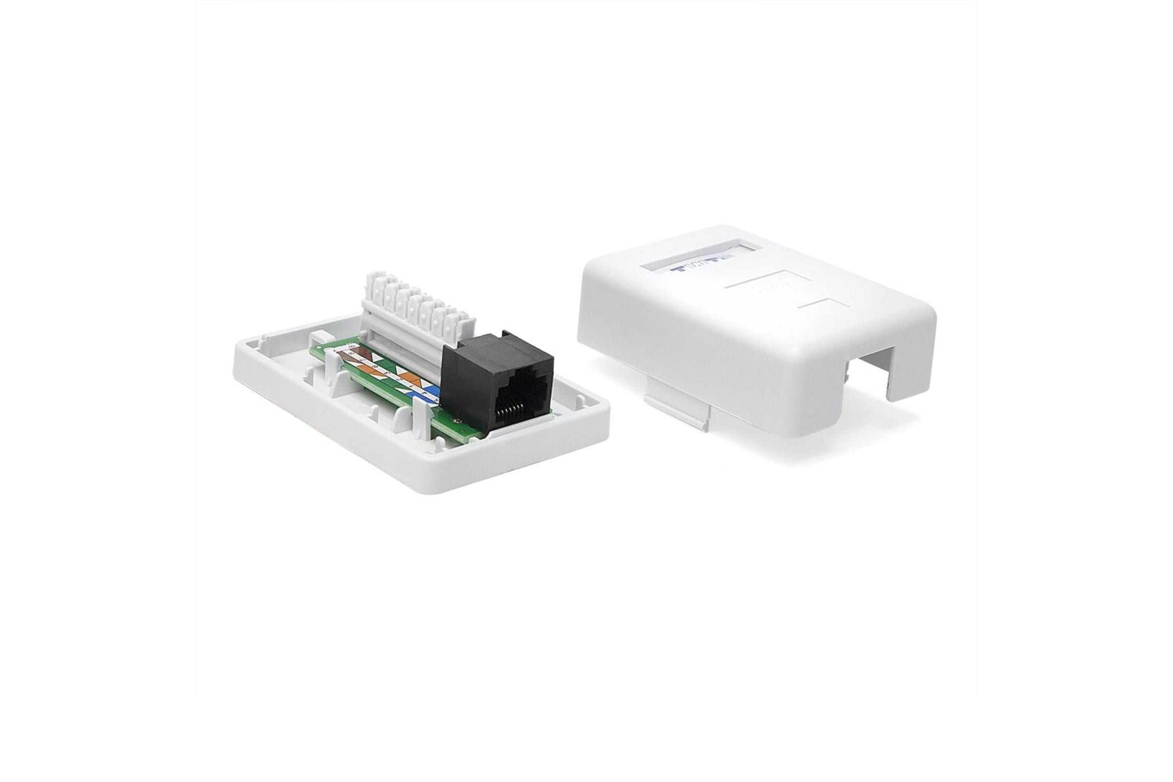 Розетка RJ-45 открытый монтаж категория 6, механизм в сборе, белый, TWT (TWT-SM1-45/6-WH)