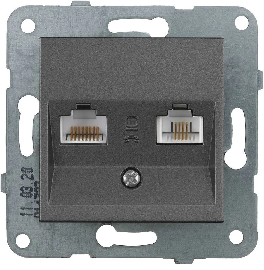

Розетка RJ-45+RJ-11 скрытый монтаж, механизм без рамки, дымчатый, PANASONIC Karre Plus & Arkedia Slim (WKTT04082DG-RU), 0