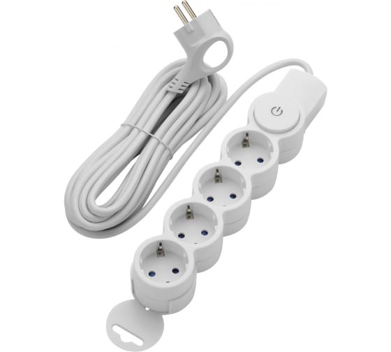 Удлинитель Duwi 32015 1 4-розетки 5м белый 32015 1 795₽