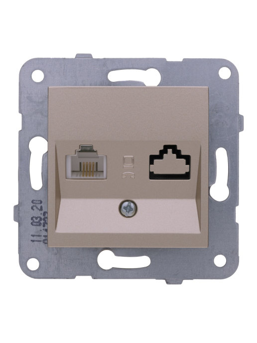 

Розетка RJ-11 скрытый монтаж, категория 3, бронзовый, PANASONIC Karre Plus & Arkedia Slim (WKTT04022BR-RU)