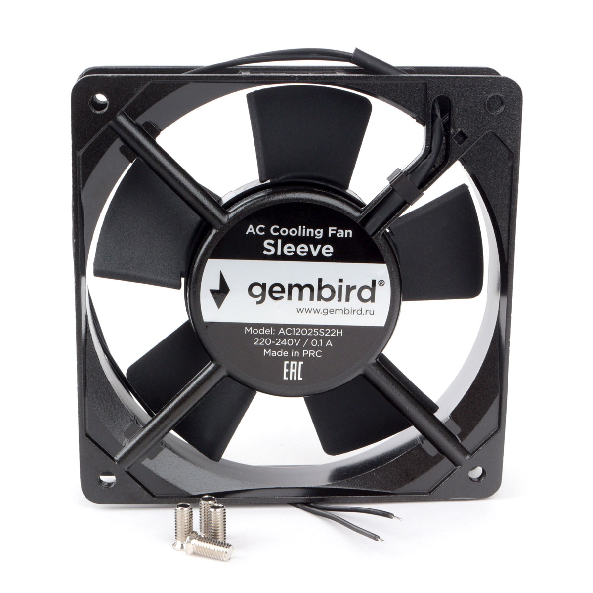 Вентилятор Gembird 120x120x25 220 В черный AC12025S22H 580₽