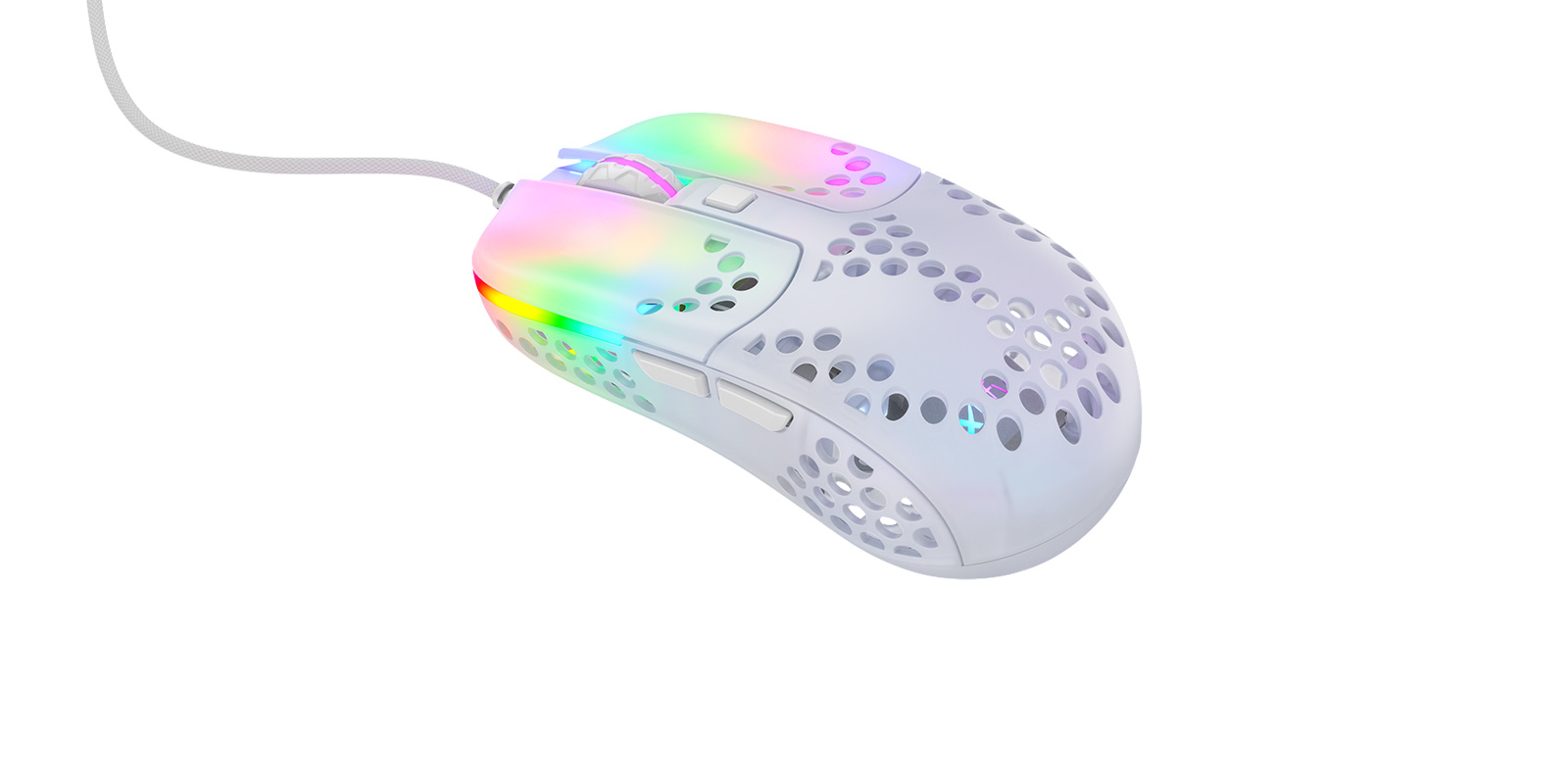 

Мышь проводная Xtrfy MZ1, 16000dpi, оптическая светодиодная, USB, белый (MZ1-RGB-WHITE-TP), MZ1