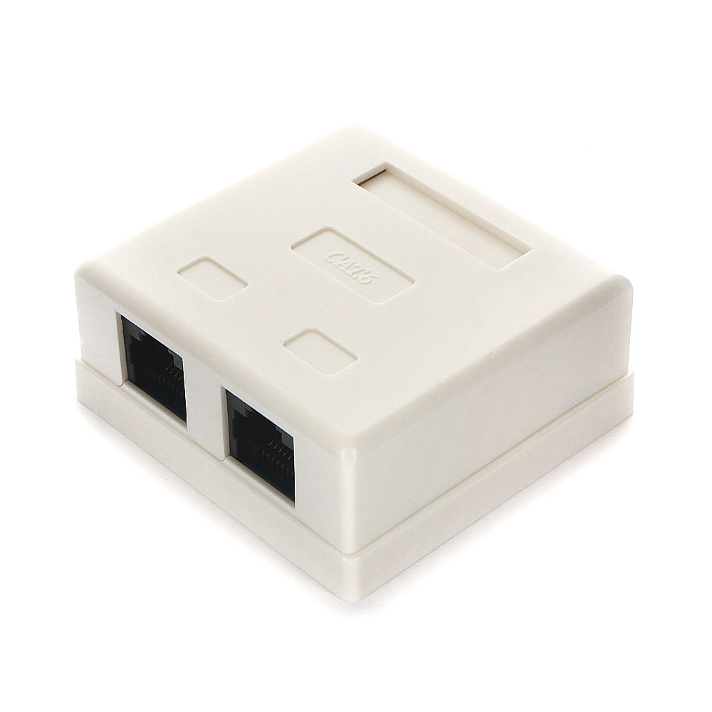 

Розетка RJ-45+RJ-45 открытый монтаж категория 6, белый, Cablexpert (NA218)