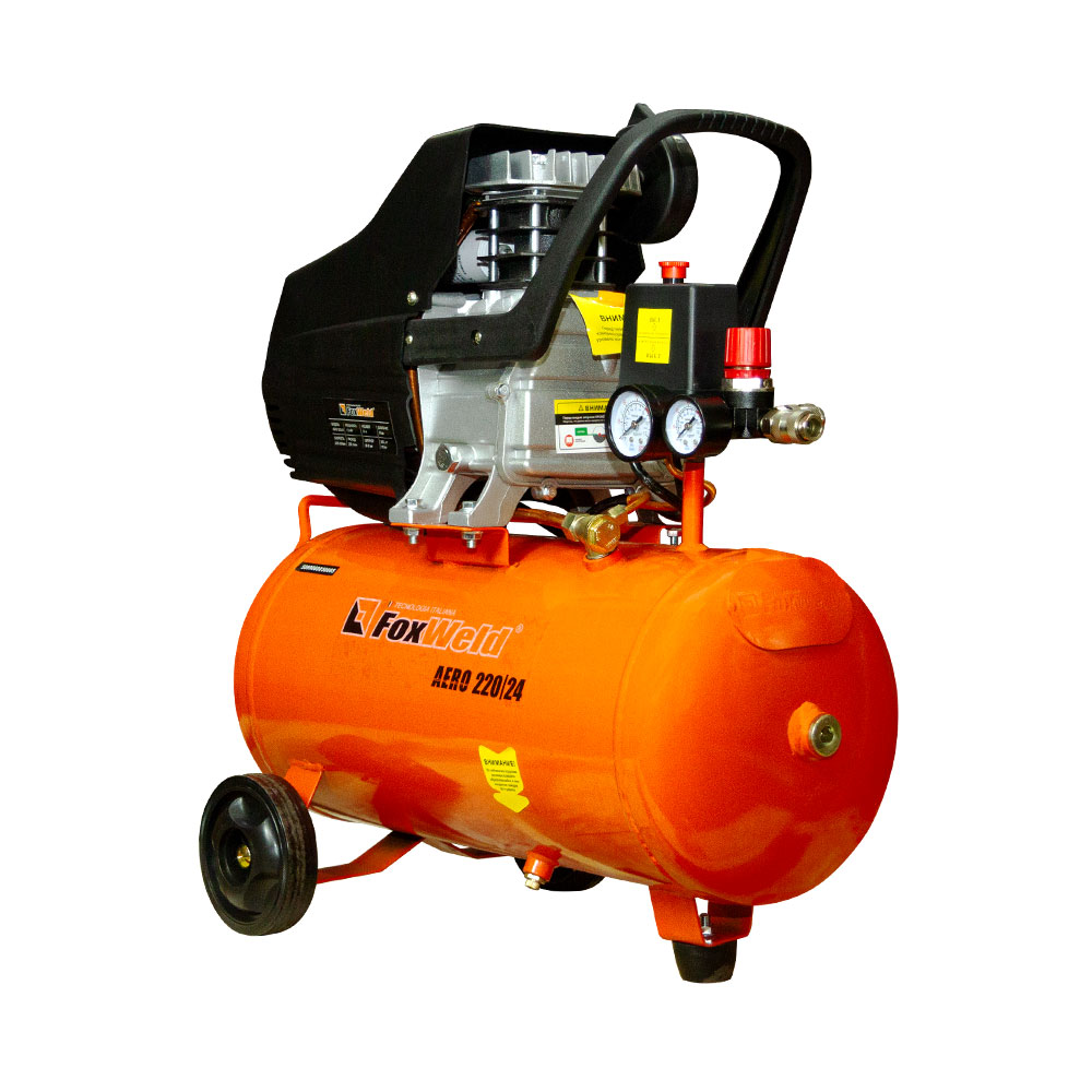 

Компрессор воздушный Foxweld AERO 220/24, 1.5 кВт, 7.9 атм, 220л/мин, 220В, 24 л, масляный, электрический, поршневой, коаксиальный (прямой) (5069), AERO 220/24
