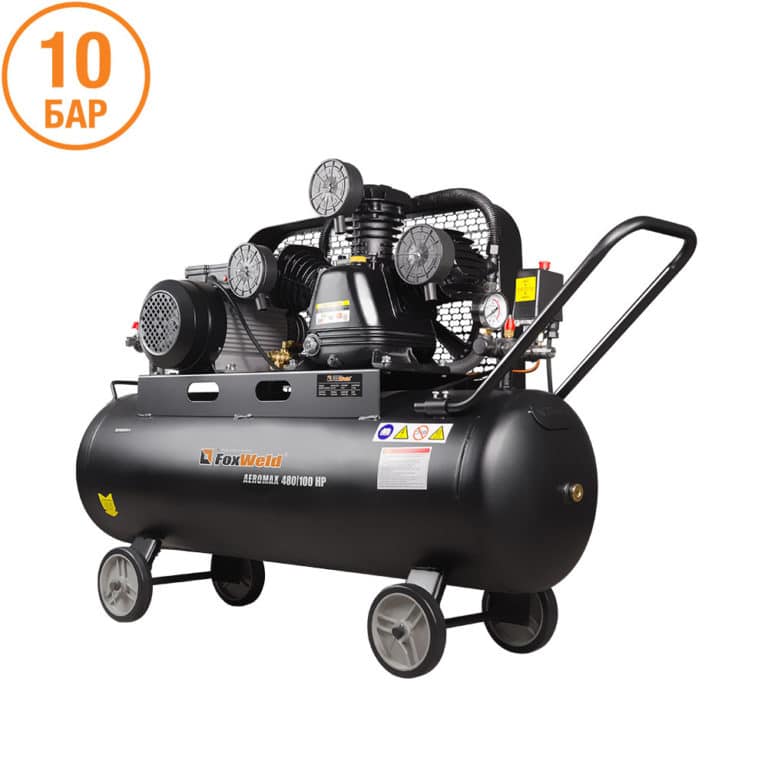 

Компрессор воздушный Foxweld AEROMAX 480/100 HP, 2.2 кВт, 9.87 атм, 480л/мин, 220В, 10 л, масляный, электрический, поршневой, ременной (6796), AEROMAX 480/100 HP