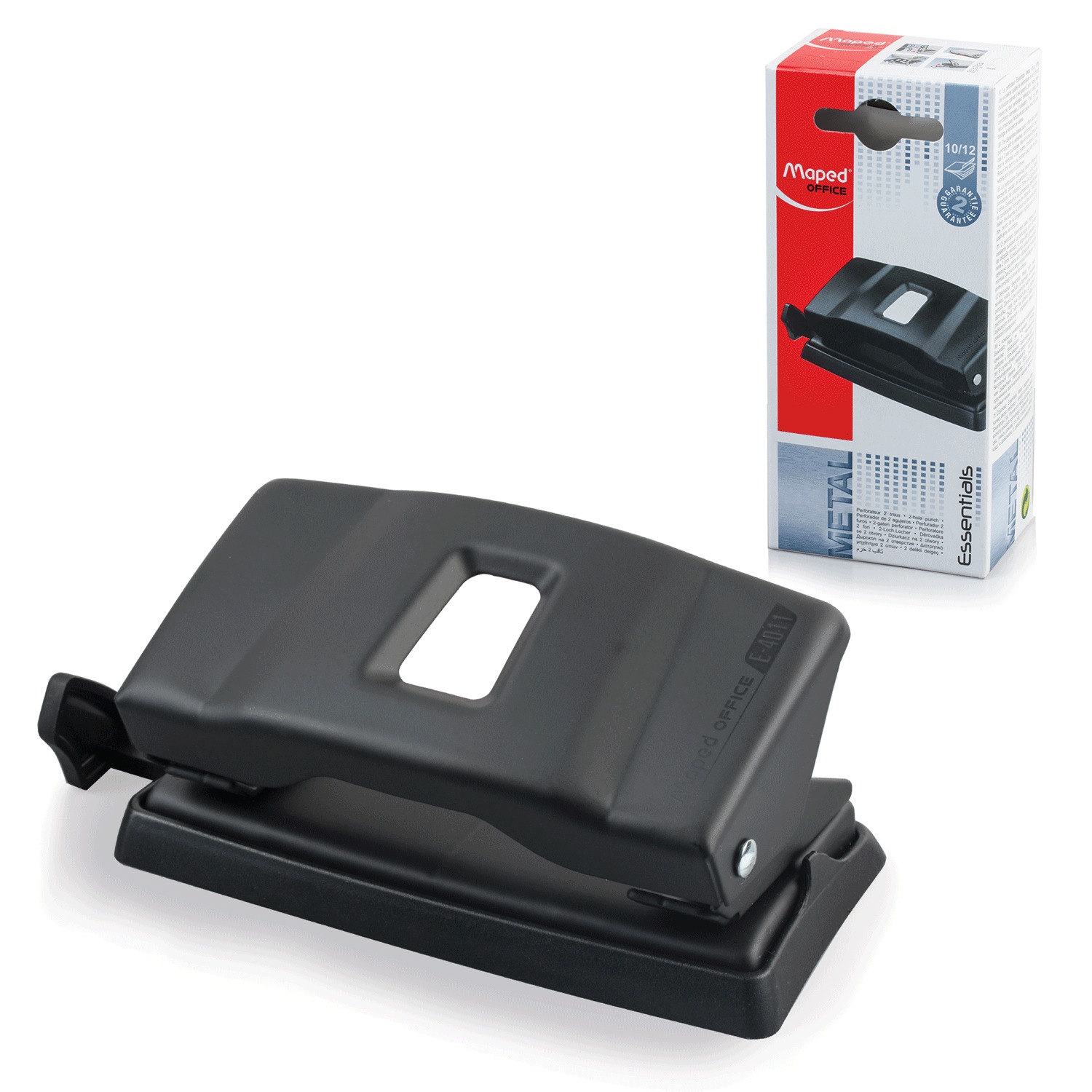 

Дырокол 12 листов, 2 отверстия 5.5мм, линейка, черный, MAPED Essentials Metal (401111), нет данных