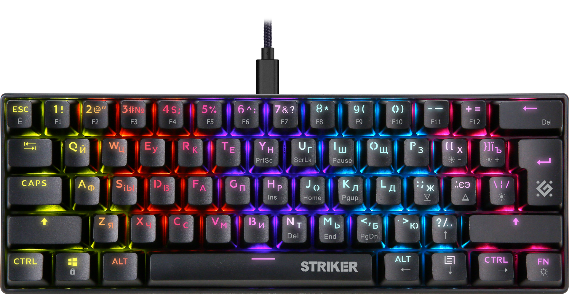 

Клавиатура проводная Defender Striker GK-380L, механическая, OUTEMU+BLUE, подсветка, USB, черный (45380), Striker GK-380L