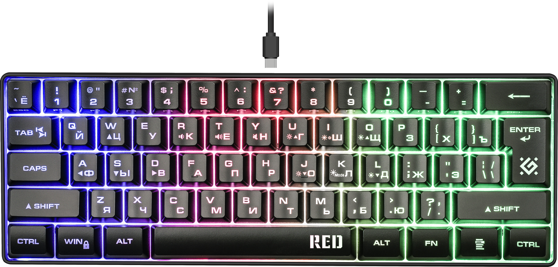 

Клавиатура проводная Defender Red GK-116, мембранная, подсветка, USB, черный (45117), Red GK-116