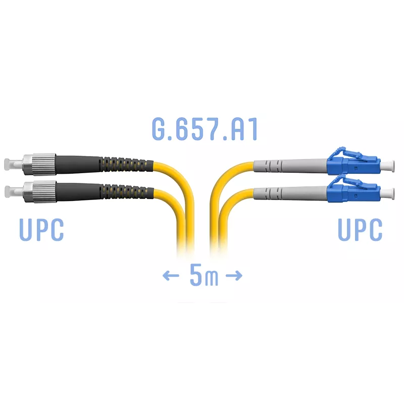 Патч-корд оптический SNR, LC/UPC-FC/UPC, G.657.A1, двойной, 5м, желтый (SNR-PC-LC/UPC-FC/UPC-DPX-A-5m)