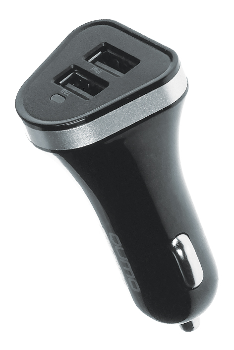 Автомобильное зарядное устройство Qumo Auto Energy 2A (Charger 0060 + кабель Apple 8 pin), 2xUSB, 2А, кабель Lightning 8-pin, черный (20736)