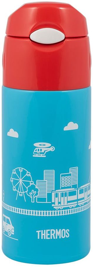 

Термос THERMOS FHL-401F BL, 400 мл, корпус сталь/колба сталь, чехол, голубой/красный (320353), FHL-401F BL