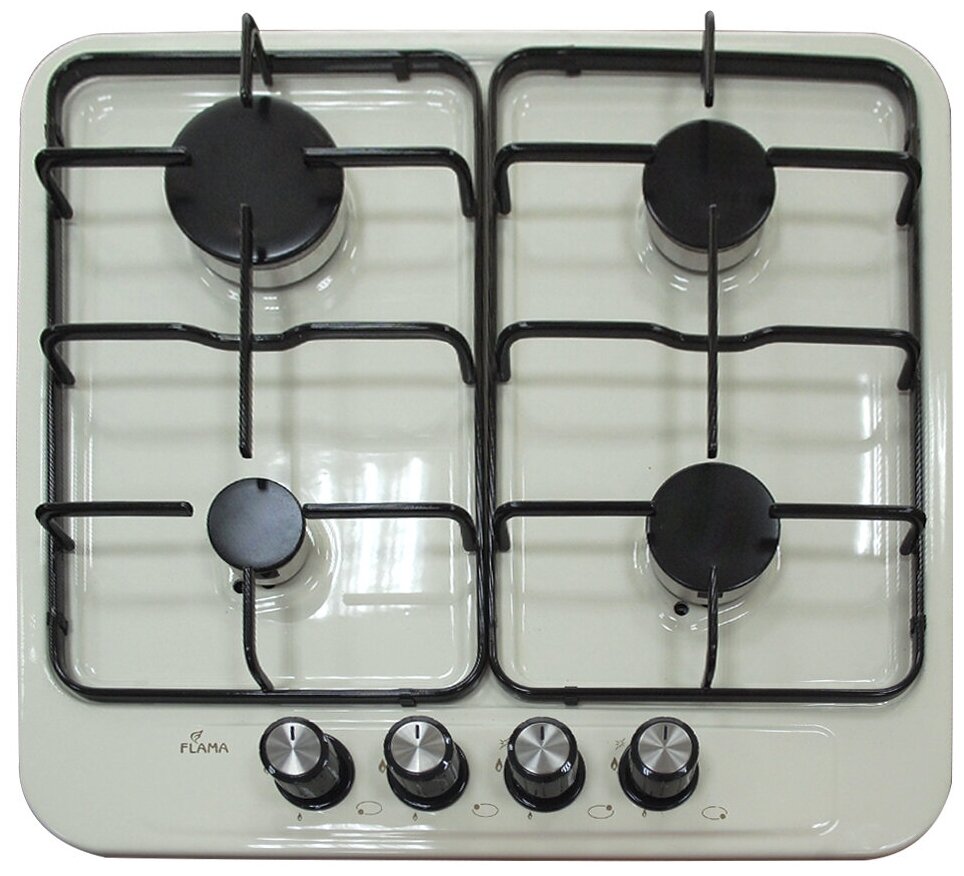 

Газовая варочная панель Flama BG 5421 W1, 4 конфорки, бежевый (BG 5421 W1), BG 5421 W1