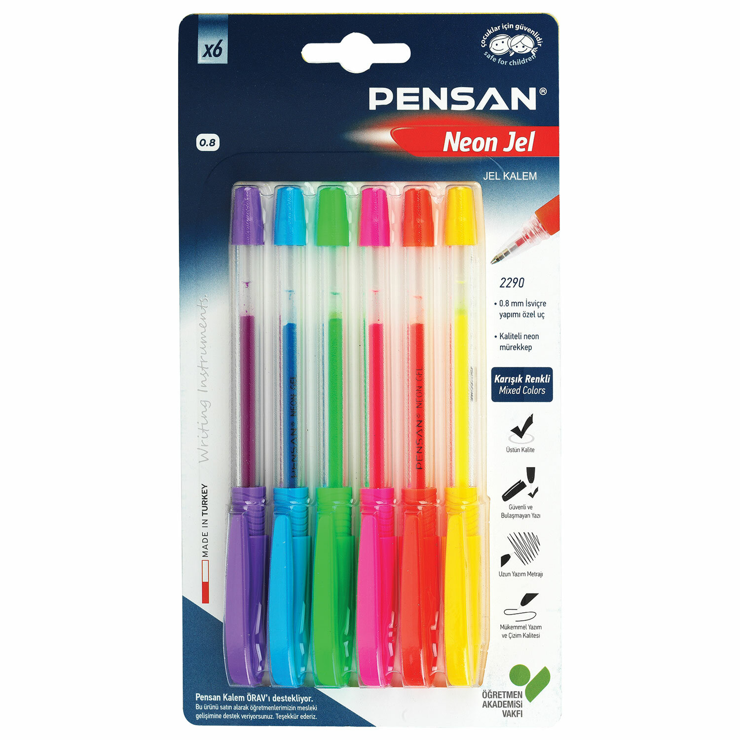 

Набор гелевых ручек PENTEL Neon Gel, ассорти, 6шт., пластик, колпачок, блистер (2290/B6), нет данных