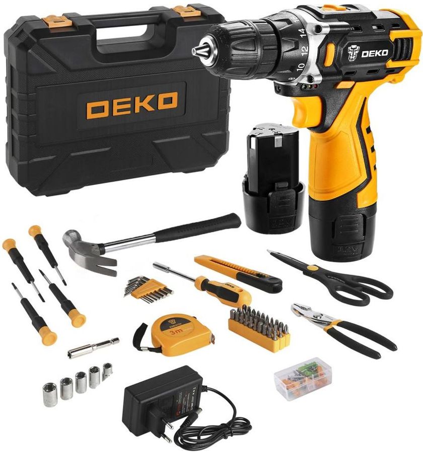 

Дрель-шуруповерт DEKO DKCD12FU-Li, аккумуляторный, 28 Н·м, 1350 об/мин, 12V, 1.5 А·ч, Li-Ion, быстрозажимной патрон, Жесткий кейс, 2.3кг (063-4117), DKCD12FU-Li