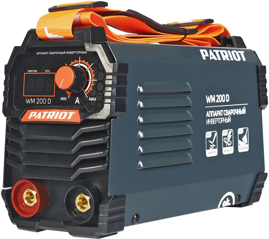 Сварочный аппарат Patriot WM200D, MMA, инверторный, MMA (20А-200А), 140 В-240 В (605302020)