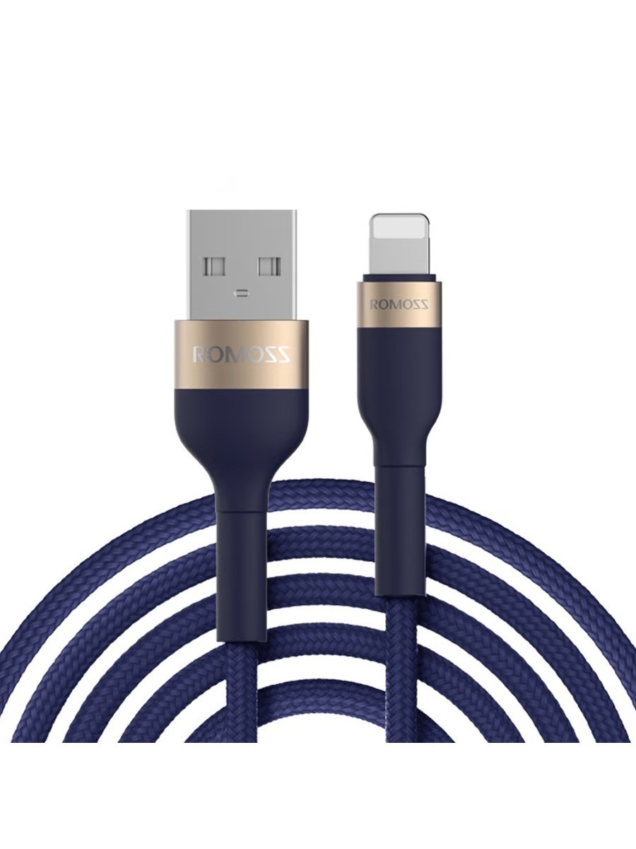 

Кабель Lightning 8-pin(m)-USB 2.0(Am), 2A, 2м, синий ROMOSS CB126 (DYDC01010/CB126-81-733), CB126