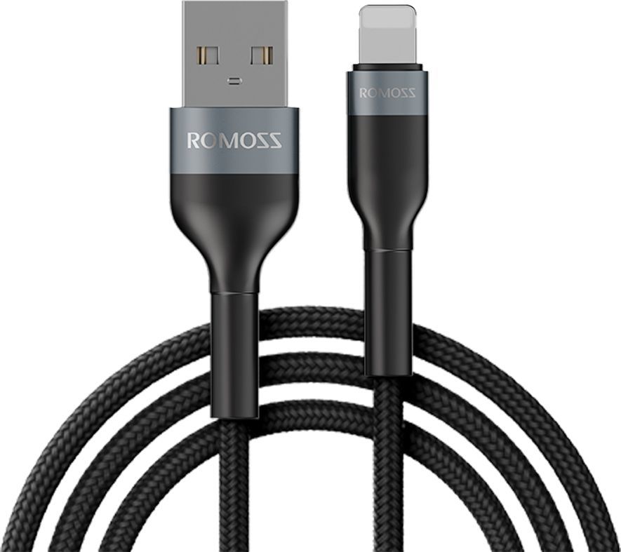

Кабель Lightning 8-pin-USB 2.0(Am), 2.4A, 1м, черный ROMOSS CB12B (DYDC01039/CB12B-61-G23), CB12B