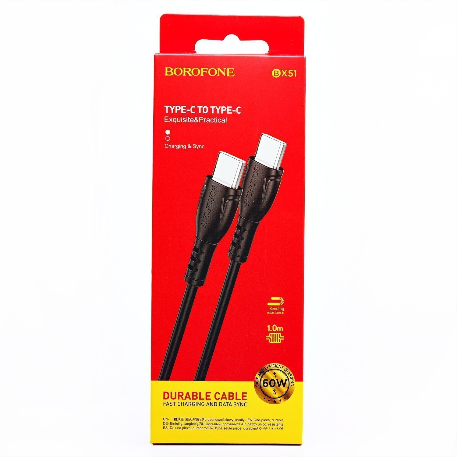 

Кабель USB Type-C-USB Type-C, 3A быстрая зарядка, 1м, черный Borofone Triumph BX51 (133806), BX51