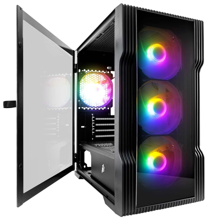

Корпус 1STPLAYER TRILOBITE T3-G, mATX, Mini-Tower, USB 3.0, RGB подсветка, черный, без БП (T3-G-BK-4F1), TRILOBITE T3-G