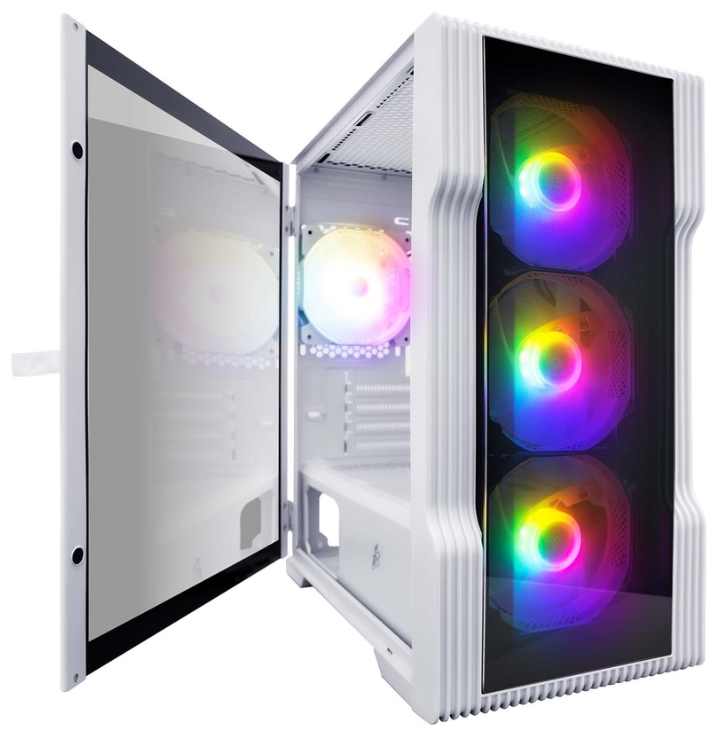 

Корпус 1STPLAYER TRILOBITE T3-G, mATX, Mini-Tower, USB 3.0, RGB подсветка, белый, без БП (T3-G-WH-4F1-W), TRILOBITE T3-G