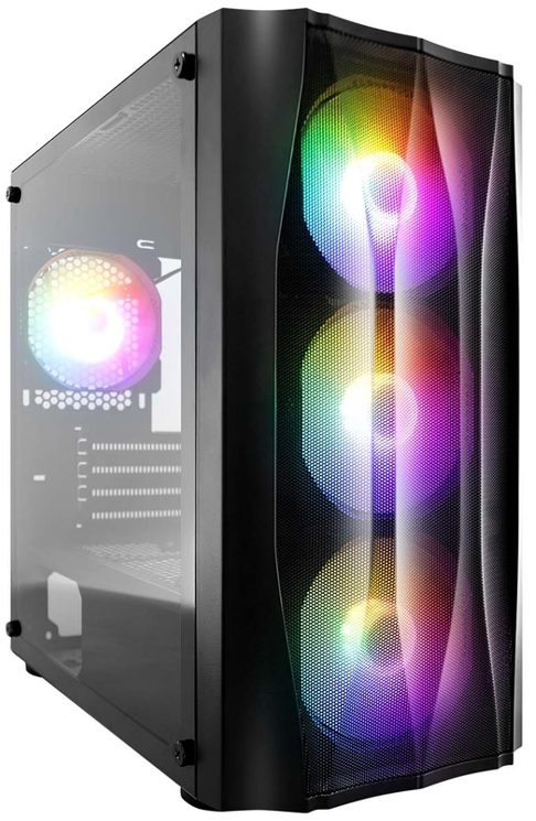 Корпус 1STPLAYER FIREBASE X3-M, mATX, Mini-Tower, USB 3.0, RGB подсветка, черный, без БП (X3-M-BK-4F1)