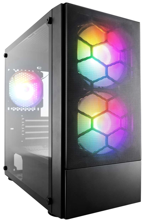 Корпус 1STPLAYER FIREBASE X4-M, mATX, Mini-Tower, USB 3.0, RGB подсветка, черный, без БП (X4-M-BK-2F1P-1F1)