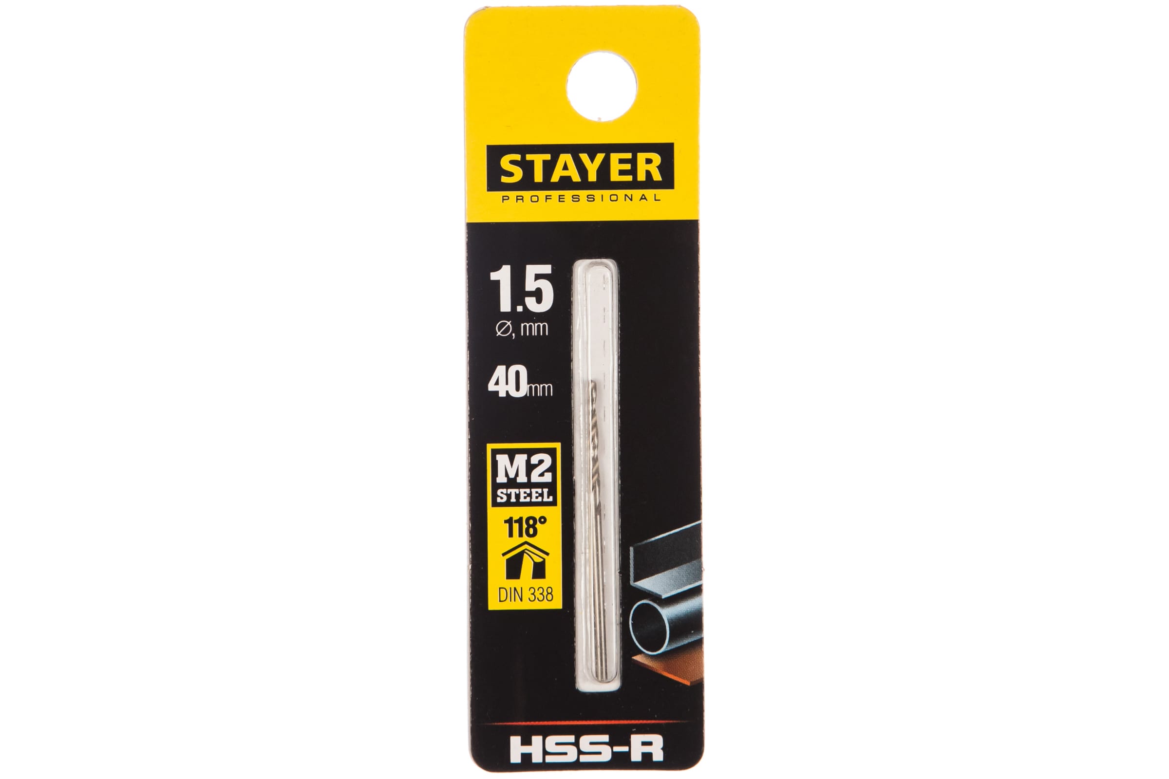 

Сверло ⌀1.5 мм x 4 см/1.8 см, HSS-R, по металлу, STAYER PROFI, класс В, 1 шт. (29602-1.5)