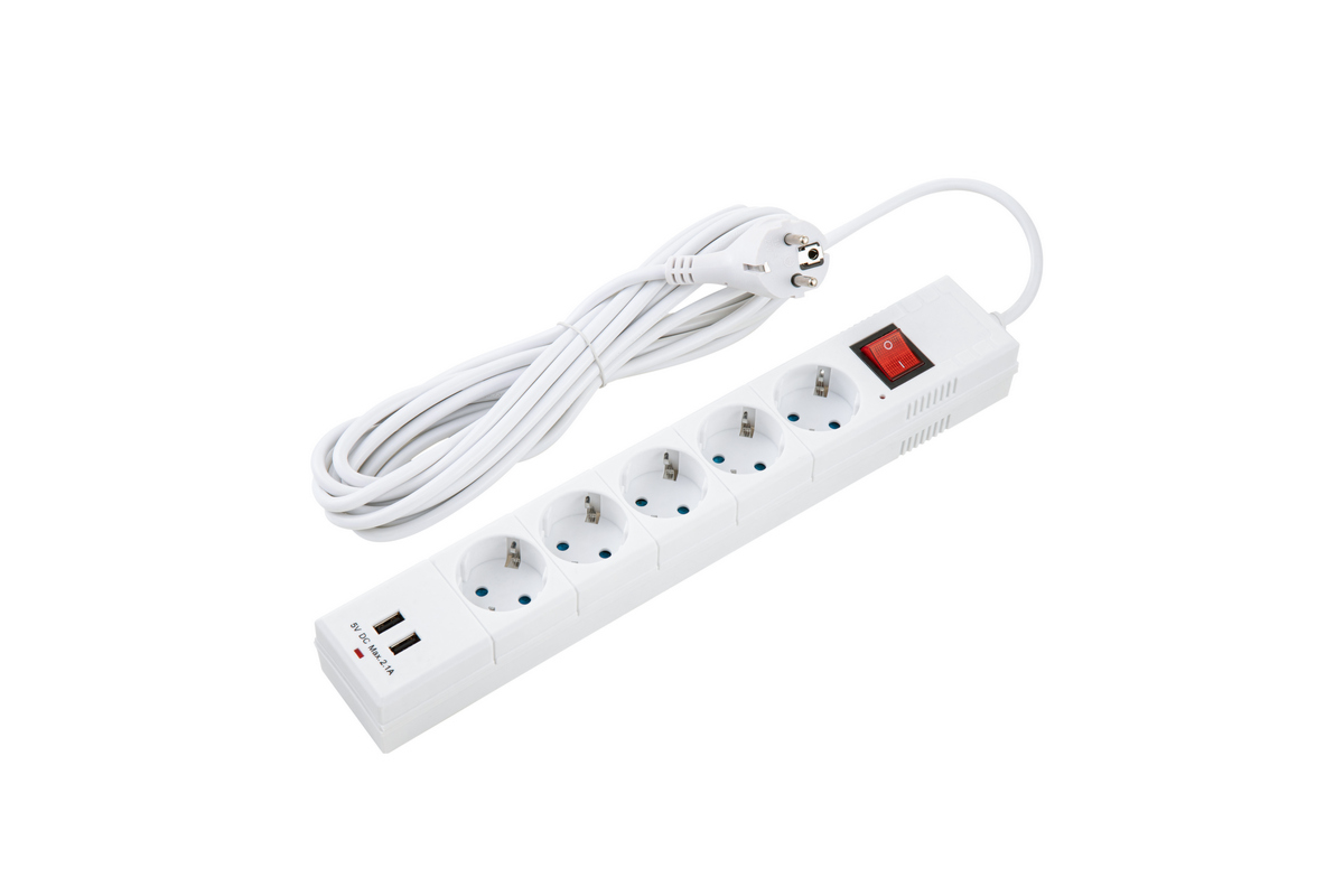 

Сетевой фильтр Duwi 32588 8, 5-розеток, 2xUSB, 5 м, белый (32588 8), 32588 8