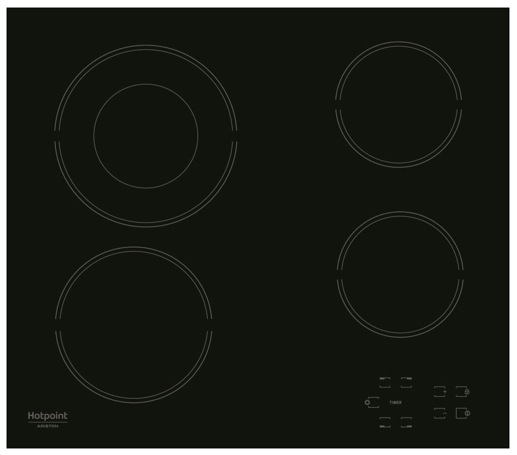 

Электрическая варочная панель HOTPOINT-ARISTON HR 622 C 4 конфорки, черный (HR 622 C), Черная, HR 622 C