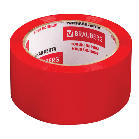 

Клейкая лента упаковочная 48мм x 66м односторонняя, красный, 1шт., BRAUBERG (440074), 440074