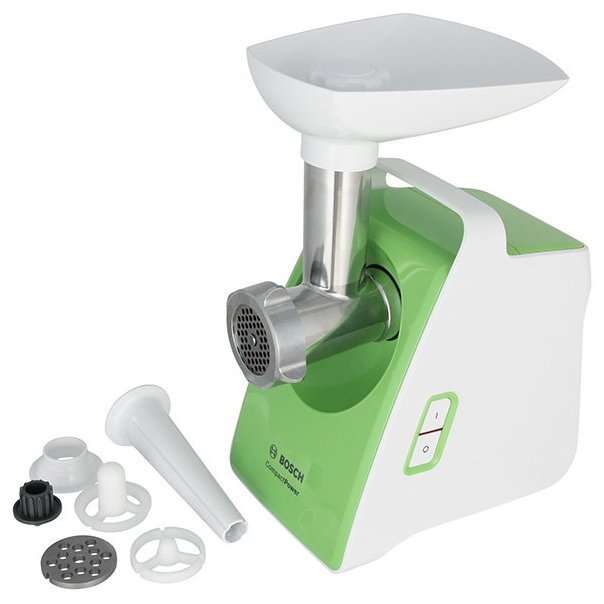 

Электрическая мясорубка Bosch MFW 3520G, 1500Вт, 1.8 кг/мин, белый/зеленый (MFW 3520G), MFW 3520G