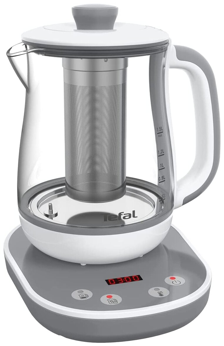 

Чайник электрический Tefal BJ551B10 1.5л. 1.43 кВт, стекло/пластик, серый (BJ551B10), BJ551B10