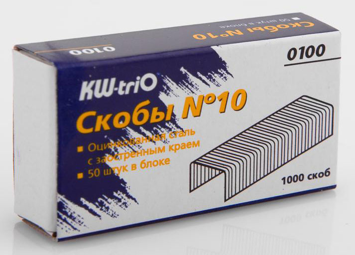 

Скобы для степлера KW-TRIO, N10, 1000 шт. (0100)