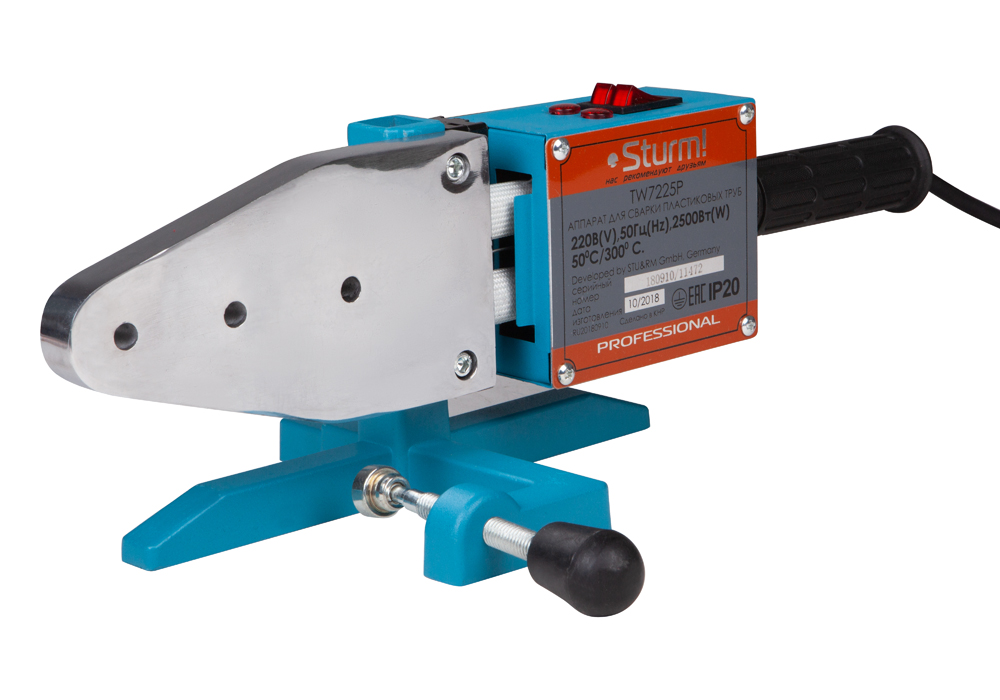 

Аппарат для сварки пластиковых труб Sturm TW7225P, 2.5 кВт, 300°C, 1.4 кг, TW7225P