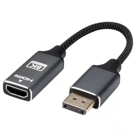 

Кабель-переходник (адаптер) DisplayPort(20M)-HDMI(19F) v1.4/v2.1 4K, 20см, черный KS-is (KS-534), 0