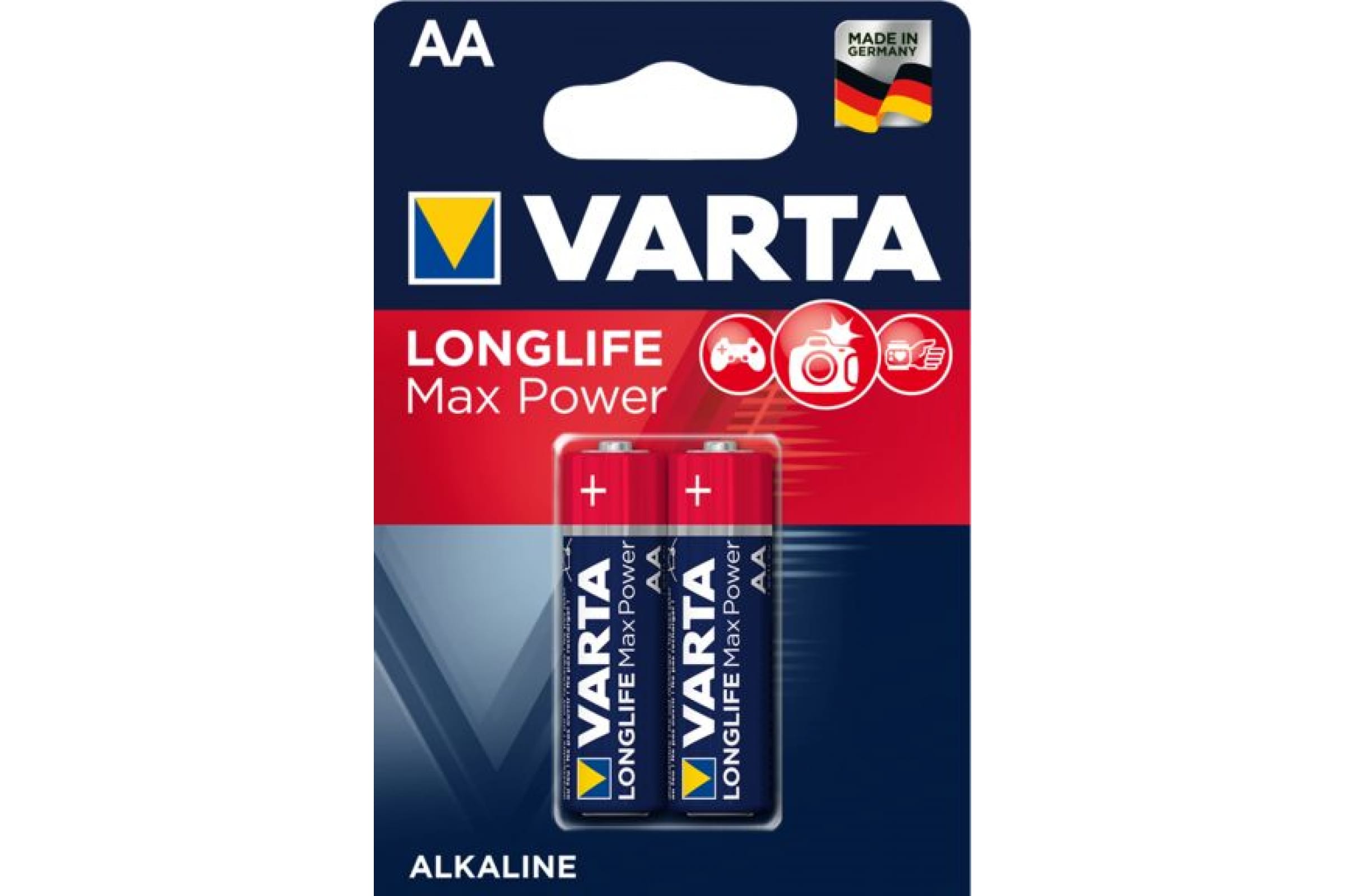 

Батарейка Varta LONGLIFE MAX, AA (LR06/15А), 1.5V, 2 шт. (4706101412)