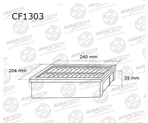 

Салонный фильтр Avantech для DAEWOO, FORD, GMC (CF1303)