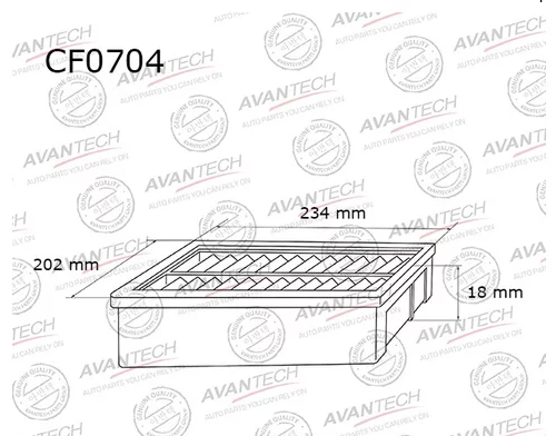 Салонный фильтр Avantech для Mazda, Nissan, Toyota (CF0704)