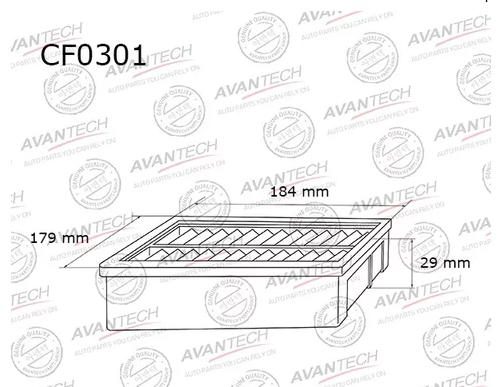

Салонный фильтр Avantech для Daihatsu, Honda, Mazda, Nissan, Subaru, Suzuki, Fiat, Alfa, Lancia (CF0301)
