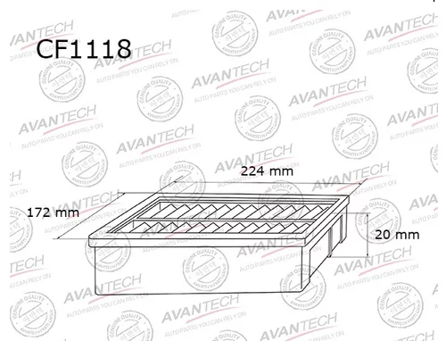 

Салонный фильтр Avantech для Hyundai, Kia (CF1118)