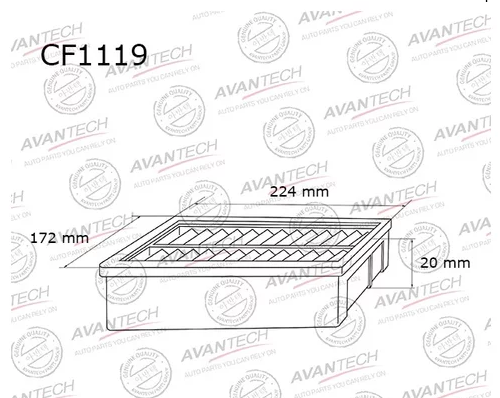 

Салонный фильтр Avantech для Mazda, Suzuki, Toyota (CF1119)
