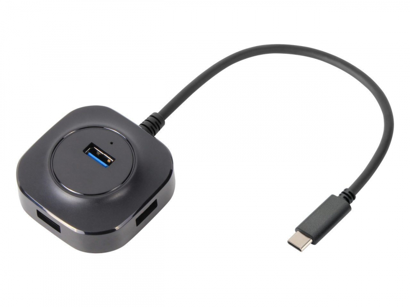 Концентратор VCOM DH307C, 4xUSB 3.0, черный + micro USB разъем для доп. питания (DH307C)