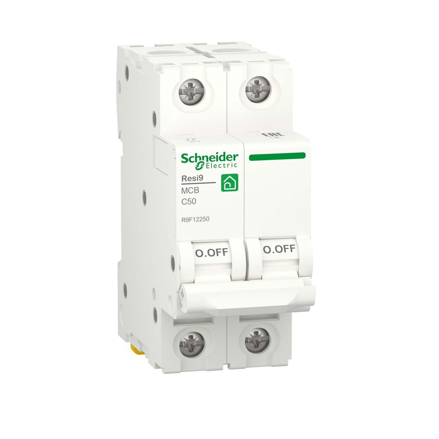 

Выключатель автоматический Schneider Electric Resi9 двухполюсный (2P/2П) 50A C 6кА (R9F12250), 0