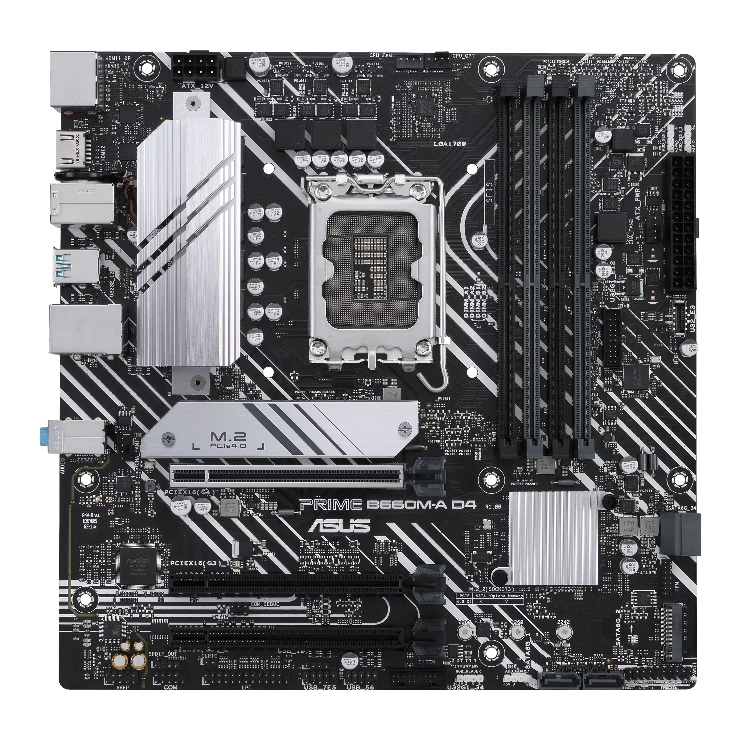 

Материнская плата ASUS PRIME B660M-A D4, Socket1700, Intel B660, 4xDDR4, 2PCI-Ex16, 4SATA3, 7.1-ch, GLAN, 6 USB 3.2, 1 USB Type-C, HDMI, DP, mATX, Retail, PRIME B660M-A D4