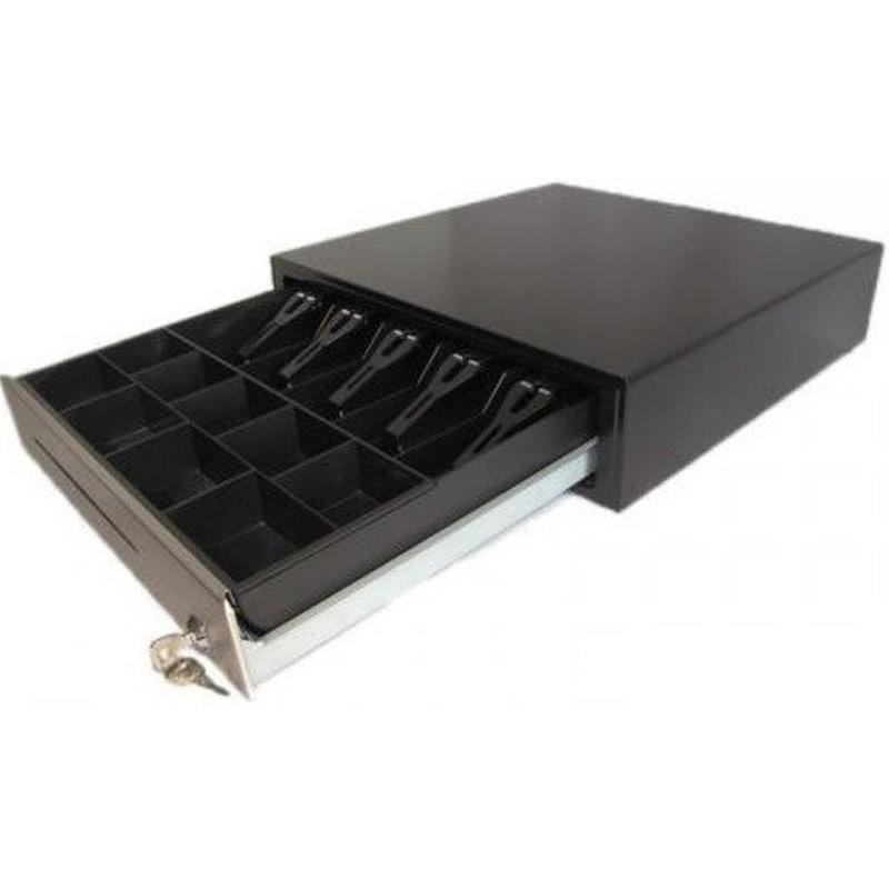 Денежный ящик PLATFORM PF 4141 light, металл, черный, электромеханический, ячеек купюры/монеты: 5шт./8шт., распиновка: Штрих