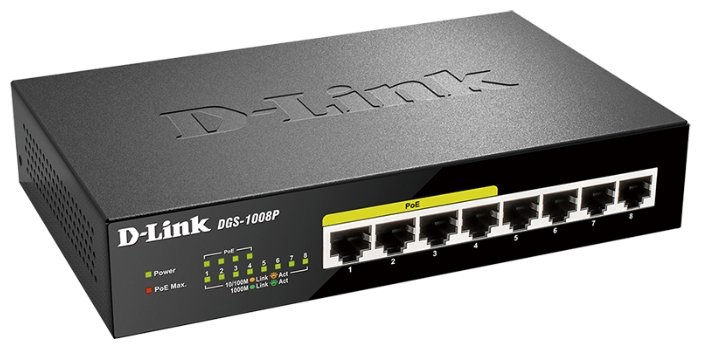 

Коммутатор D-link DGS-1008P/D, кол-во портов: 8x1 Гбит/с, PoE: 4x30Вт (макс. 68Вт) (DGS-1008P/D1A), DGS-1008P/D